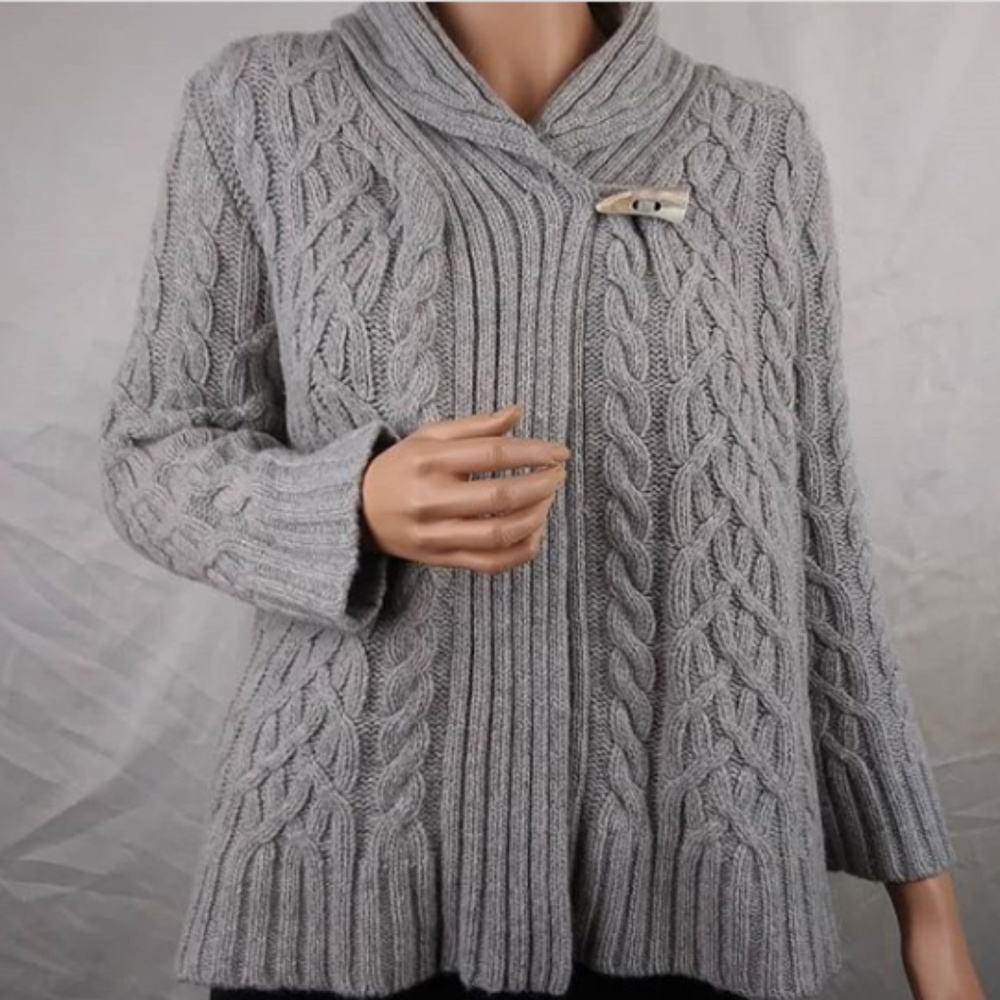 Wool Blend Chunky Cable Knit Sweater Sz M Lauren